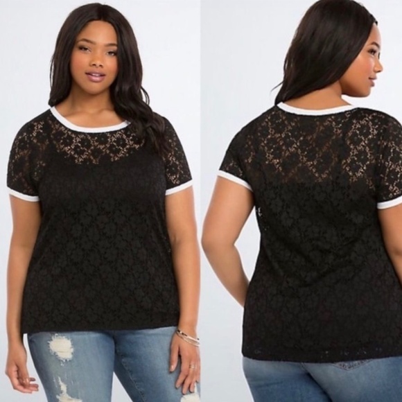 TORRID Lace Ringer Tee - Picture 7 of 7